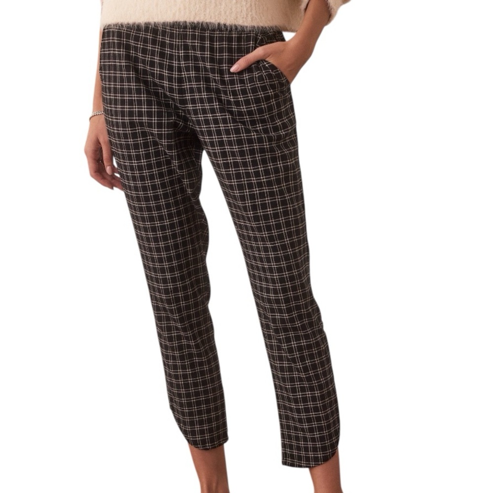 Marine Layer Black Plaid Cropped Pants